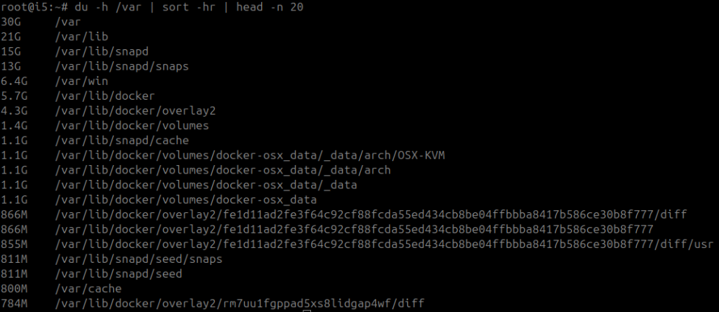 df -h /var output